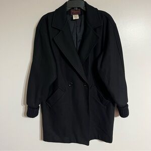 Vintage Patina‎ International Long Wool Jacket Size Small Black